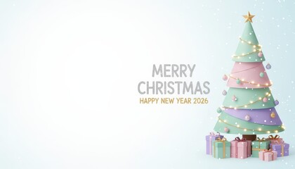 Fototapeta premium Festive celebration christmas tree decorations holiday season 2026 digital artwork cozy interior eye-level view joyful spirit and togetherness concept