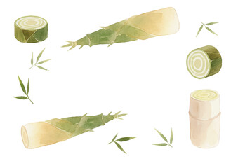 Watercolor-style bamboo shoot illustration／たけのこ