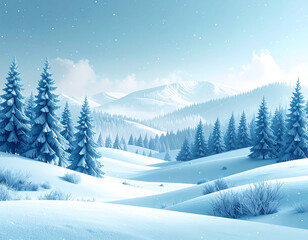 Frozen Winter Landscape &ndash; Icy Blue Christmas Background