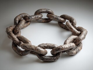 Obraz premium A circular arrangement of weathered metal chain links suggesting strength and connection