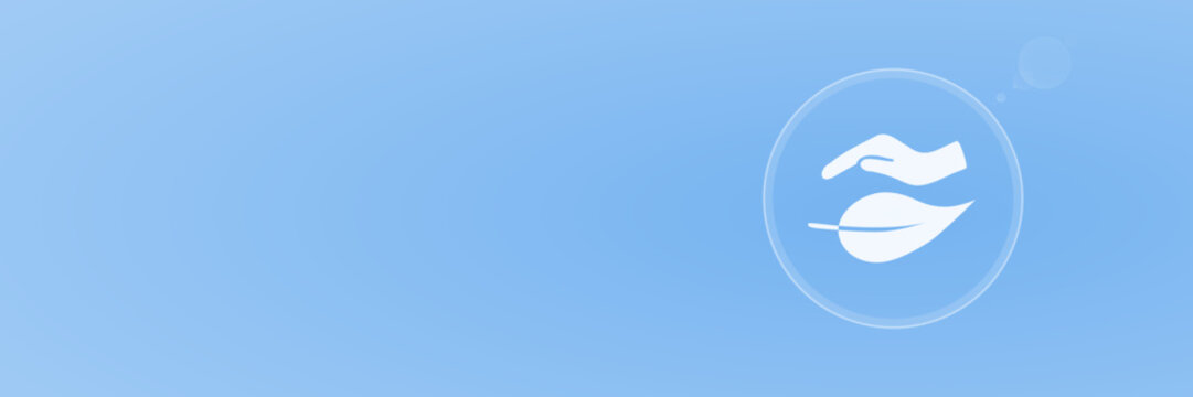 Naturschutz Header Vektor svg unter 60 kB mit sch&uuml;tzender Hand und Blatt Symbol