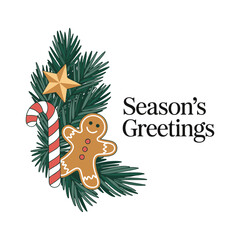 Season's Greetings Christmas Vector IllustrationPrint