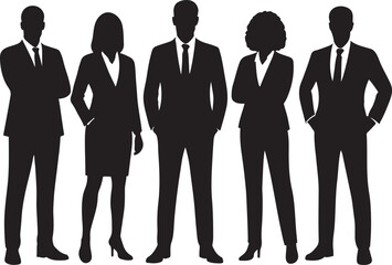 Silhouette business people collection icons featuring professionals, teams, and corporate roles.