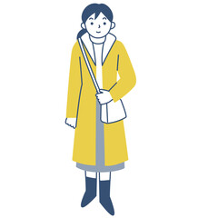 冬のコートを着た若い女性