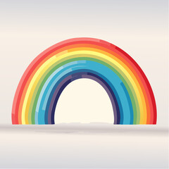 Fototapeta premium Colorful rainbow illustration with geometric shapes, against a light background.