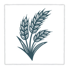 Hand-drawn vintage vector illustration of a wheat cluster with bold stylized details. Suitable for wheat, rye, barley, and oats themes. Ideal for bakery, farm, harvest, and organic branding. 