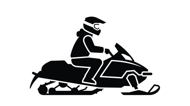 A rider on a snowmobile in dynamic motion a striking silhouette