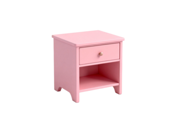 Pink bedside table with one drawer and open shelf