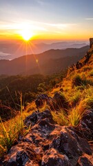 Sunrise over mountain range