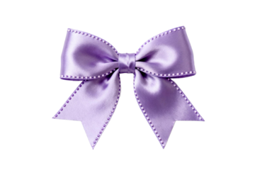 Delicate purple satin bow with stitched edges for decorative use