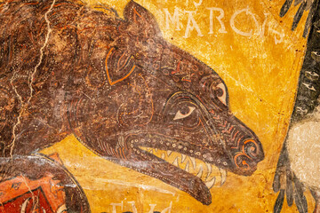 tattooed wolf, apse of Esterri de Cardos, 12th century, church of Sant Pau, Pallars Sobira, MNAC, Barcelona, ​​Catalonia, Spain