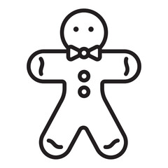 Gingerbread man line icon. Christmas cookie treat. Holiday dessert figure.