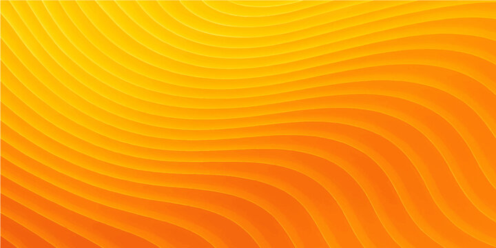 Abstract orange vector background with bright yellow waves and golden sun rays creating a hot energy motion design