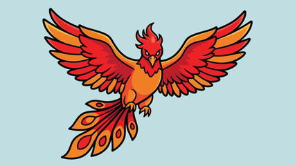 Colorful mythical phoenix soaring through a blue sky, symbolizing rebirth and resilience