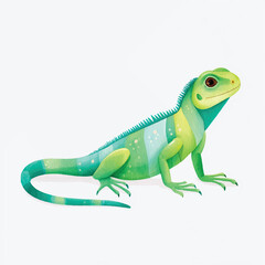 Obraz premium Vibrant Green Iguana Watercolor Illustration