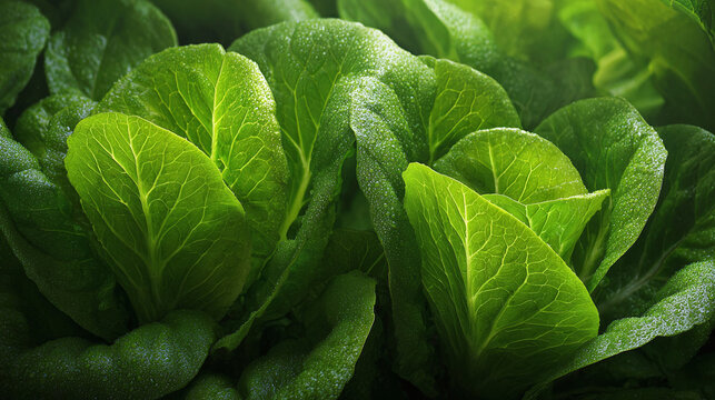 Fresh and vibrant romaine lettuce leaves, capturing the essence of a healthy meal