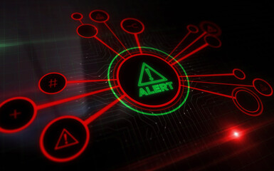 Alert cyber attack symbol digital concept 3d illustration