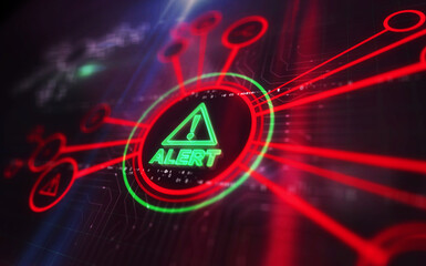Alert cyber attack symbol digital concept 3d illustration
