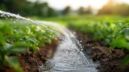 Water supply efficient irrigation systems and sustainable agricultural practices, crop watering infrastructure, farm hydration distribution, rural water management technology, envi
