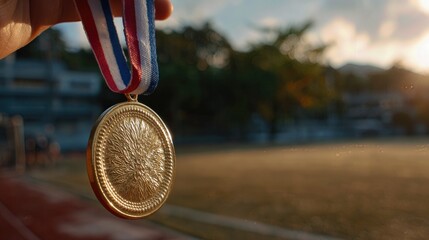Player Achievement Golden Medal Signifying Victory and Triumph in Sports at