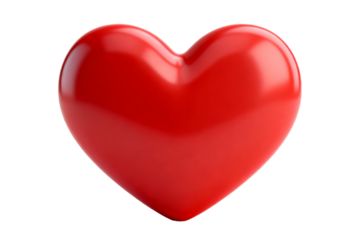 A bright red 3D heart shape symbolizing love and affection