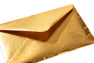 Golden envelope with shiny texture for important communication