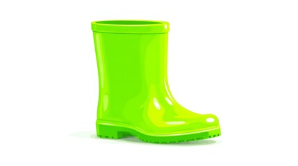 Cartoon illustration of a vibrant green rubber boot isolated on a white background