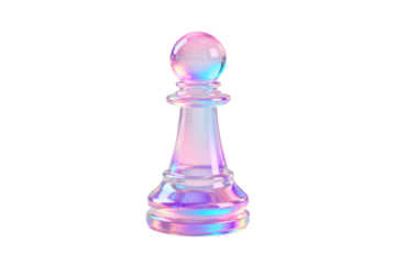 Colorful and shiny chess pawn with iridescent effect