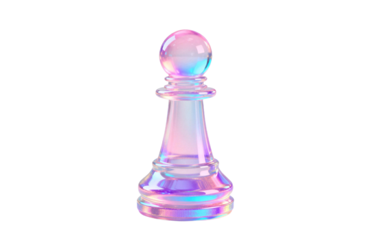 Colorful and shiny chess pawn with iridescent effect - Powered by Adobe