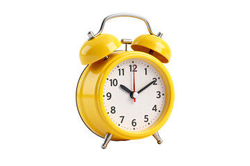 Yellow vintage alarm clock showing time for daily routine