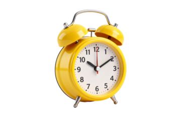 Yellow vintage alarm clock showing time for daily routine