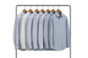 Men's shirts on hangers on clothing rack