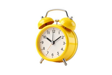 Vibrant yellow alarm clock showing the time clearly