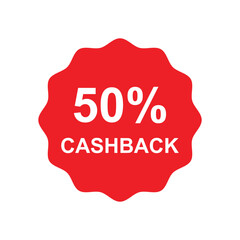 50% cashback label sign promotion icon vector