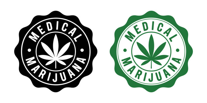 Medical Marijuana Symbols in Black and Green Colors
