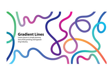 colorful gradient line pattern banner abstract vector, flowing ribbon gradient rainbow lines modern clean vector banner, smooth rainbow wave lines minimal banner layout