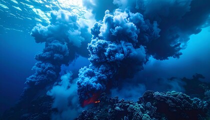 Volcanic activity causes underwater smoke and ash clouds in ocean