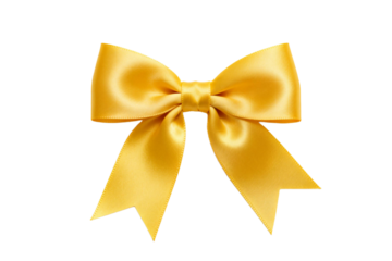 Golden satin bow with elegant and smooth texture