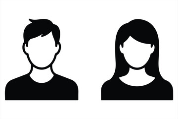 Simple Black And White Icons Representing Male And Female User Profiles silhouette