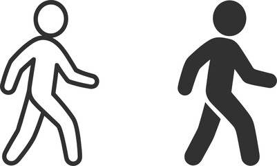 Two Stylized Human Figure Icons Depicting Walking Motion symbol person