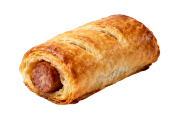 Delicious sausage roll in golden pastry crust