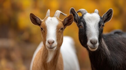 Obraz premium Friendly goats autumnal portrait
