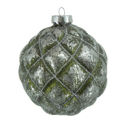 Green textured glass Christmas ornament ball with frosted pattern