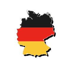 Fototapeta premium Map outline of Germany with its flag colors displaying red, black and yellow bands