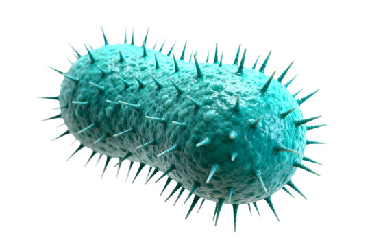 3D rendered close-up view of a spiky bacterium cell