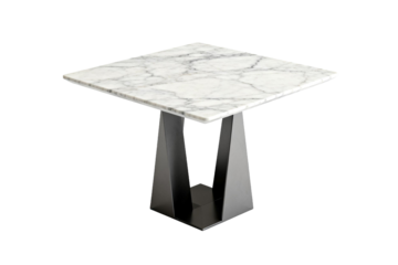 Modern square marble table with black metal base