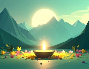 mountain landscape with flowers