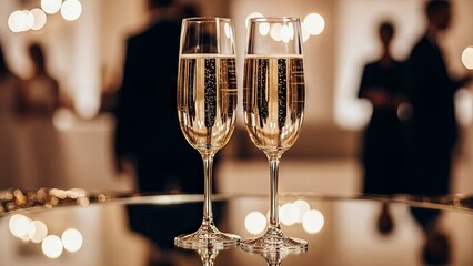 Two glasses of sparkling wine ready for a toast