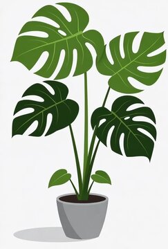Animated Monstera Plant Video Loop Featuring Stylish Green Leaves and Elegant Pot for Seamless