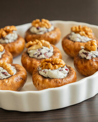 Stuffed Mushrooms with Blue Cheese, Cranberries, and Walnuts – Festive Appetizer Ready to Bake